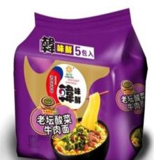 韩国进口食品 韩拉面盛之和五连包老坛酸菜方便面
