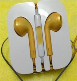 手机线控带麦耳机金色耳机I5/5S线控耳机带麦土豪金色耳机
