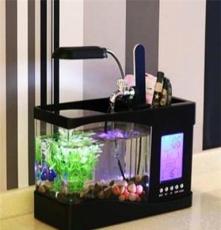 多功能led灯万年历迷你鱼缸 桌面生态水族箱 小型usb办公室鱼缸