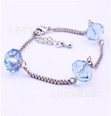 2014外贸出口新款 蓝色水晶手链 简约时尚链条女款手链