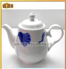 厂家供应白色蓝花陶瓷茶叶壶