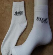 棉家园 男士精品纯棉袜子 品牌运动袜子加厚 防臭抗菌纯白中筒袜