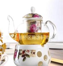 混批潮州陶瓷 时尚玻璃陶瓷玫瑰花茶茶具12件套 玻璃陶瓷组合套装