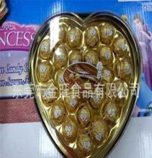 食品厂家直供金稻谷24粒装心形盒300克巧克力七夕节礼物