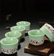 鑫尚德 龙泉青瓷10头陶瓷茶具高档礼品精美花纹整套功夫茶具套装
