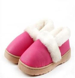 冬季儿童居家包跟厚底防滑棉拖鞋 小孩纯色男女款保暖鞋
