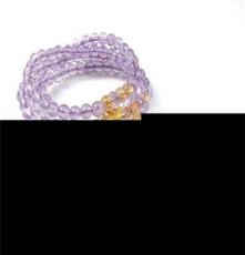 厂家供应天然紫水晶佛珠手链批发 108粒紫水晶佛珠手链 巴西紫晶