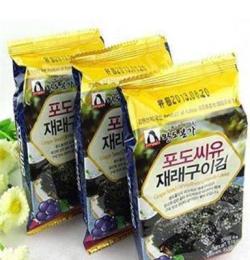 韩国食品批发 九日低盐超脆葡萄籽海苔12g *36包 儿童食品