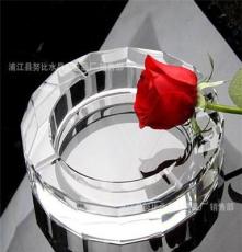 水晶烟灰缸烟缸定制 圆形16面烟缸 品质优等