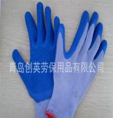 21支5股滌棉針織 手掌浸乳膠 皺面勞保手套 廠家批發(fā)零售 出口