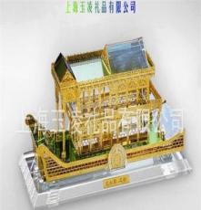 JY50 颐和园石舫 水晶模型 水晶座 水晶摆件 水晶楼模 建筑纪念品