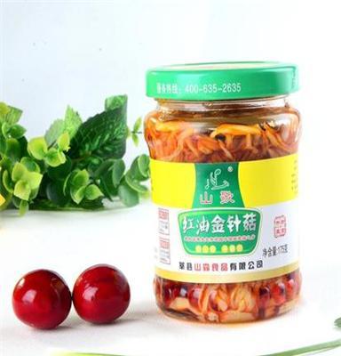 厂家直销瓶装金针菇 红油香辣金针菇 山歌金针菇 175g香辣金针菇