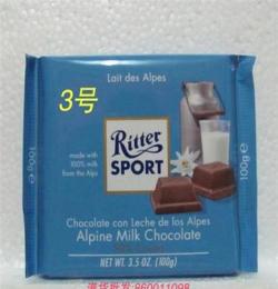 德国Ritter斯波德Alpenmilch阿尔卑斯牛奶巧克力100克 新货