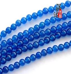 DIY手工饰品配件材料/正品天然水晶8-12mm蓝玛瑙串珠散珠子批发
