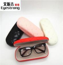 新款混批 高档女士镜盒 绣花格纹精品眼镜盒 夹棉近视框架眼镜盒