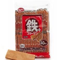 批发日本休闲零食Hamada健康俱乐部铁质威化饼40枚 饼干 (家庭装)