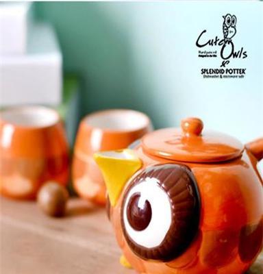 手绘陶瓷茶具套装创意猫头鹰系列餐具 礼品茶具