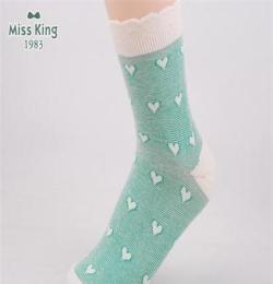 missking 春季薄款 全棉 雙路 荷葉邊 女襪 愛(ài)心襪子批發(fā)