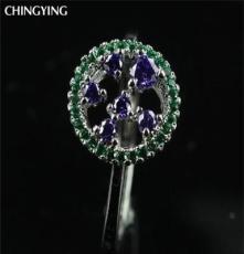 CHINGYING 微镶锆石戒指指环女士韩版时尚潮人夸张首饰品生日礼物
