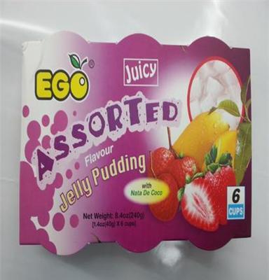 休闲食品马来西亚EGO草莓味果冻 6杯装 240g 一箱20板进口果冻