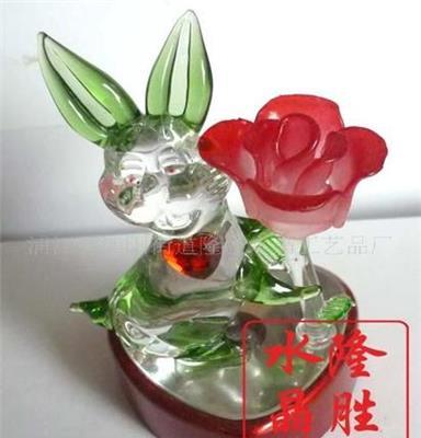 水晶动物 水晶小摆件 水晶工艺品 兔子 水晶小白兔 可定制批发