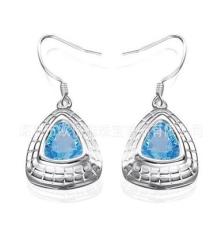 三角形蓝水晶耳环 波西米亚耳环 蓝宝石耳环 欧美时尚流行首饰品