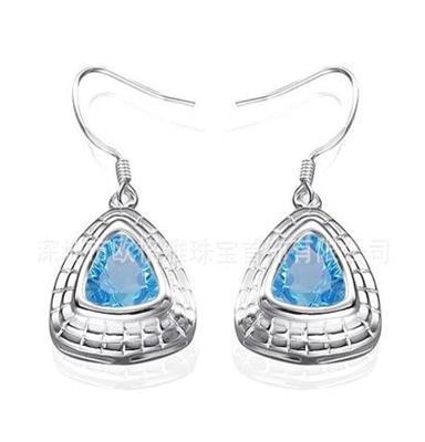 三角形蓝水晶耳环 波西米亚耳环 蓝宝石耳环 欧美时尚流行首饰品