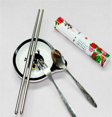 E101餐具套装 中国风餐具三件套 旅行不锈钢笔式餐具/筷子叉勺