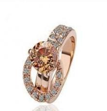 新款 电镀镶钻高档水晶圆环首饰品波西米亚奢华时尚个性女王戒指