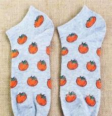 厂家批发春款新品植物图案船袜 全棉水果zw图案船袜 植物水果袜子