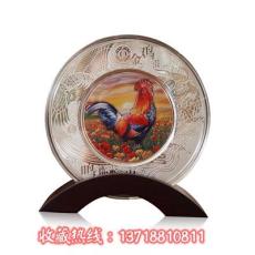 [大吉大利]2017丁酉鸡年 高浮雕彩色银盘 500克上海造