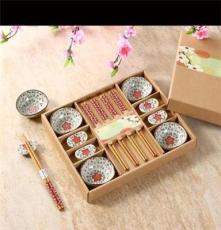 十二件套陶瓷礼品餐具 陶瓷套装礼盒 日式餐具 手绘手彩陶瓷餐具