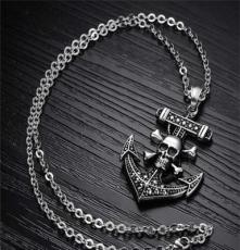 海贼王骷髅船锚 个性创意欧美时尚项饰 钛钢铸造男士项链GX929