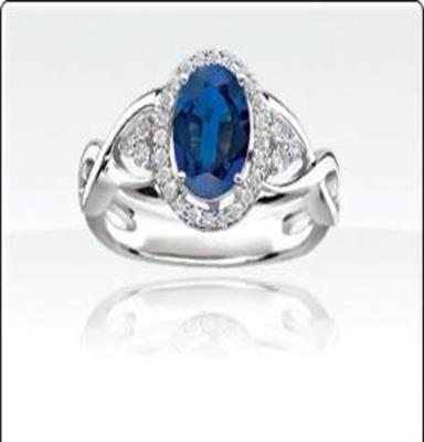 纯银首饰品925银镶天然蓝宝石戒指指环广东珠宝首饰厂