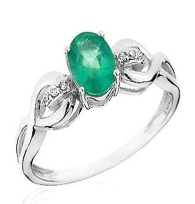 925银镶天然祖母绿宝石戒指指环纯银首饰品时尚饰品
