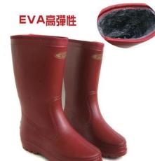 厂家直销EVA一次成型中高筒女款冬季雨鞋外贸内里毛毛包邮雨靴