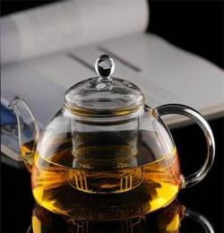 供应耐热玻璃茶壶 玻璃茶具 650ML玻璃花茶壶 手工吹制*