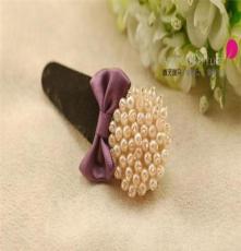 韩国水钻钻石华美日韩珍珠时尚珍珠圆形花朵BB夹发夹边夹头饰发饰