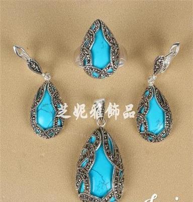 批发供应 925泰银黑玛瑙套装 天然玛瑙复古珠宝 高品质饰品
