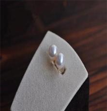 天然珍珠7-8mm无暇AAA强光正品淡水珍珠耳钉耳饰批发