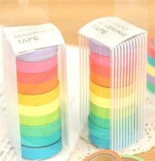 日韩文具 小清新可爱糖果色 可写字DIY贴纸 手撕彩虹和纸胶带组
