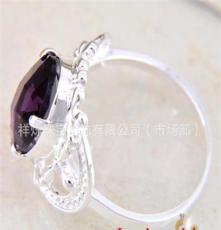 小商品批发 紫晶石戒指 简约百搭款 多种颜色混批首饰品戒指指环