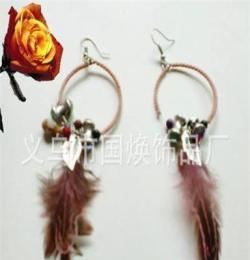 羽毛耳飾 手工耳飾 今年最新版飾品  工廠批發(fā)  流行飾品