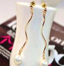 韩国新款 OL名媛珍珠耳环 超强保色 镀18K金耳钉 饰品 耳饰批发