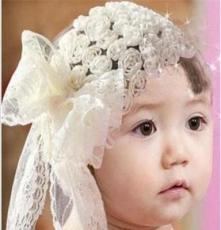 韩式儿童玫瑰花超宽发带 韩版雪纺大花朵头带 儿童发饰热卖款