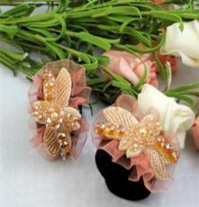 夏季新款 77玫瑰之约珍珠水晶 纯手工制作啪啪圈 发饰批发