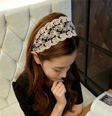 韩国韩版正品蕾丝发箍花朵宽边头箍 复古蝴蝶发卡发饰头饰发带