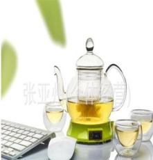 玻璃壶保温茶座带4个品茶杯套装 玻璃茶具生产厂家大量批发