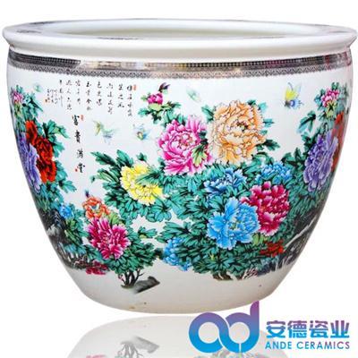 景德镇陶瓷鱼缸 色釉陶瓷大缸