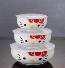 厂家供应 优质 HELLO KT系列餐具 陶瓷卡通保鲜碗 卡通餐具